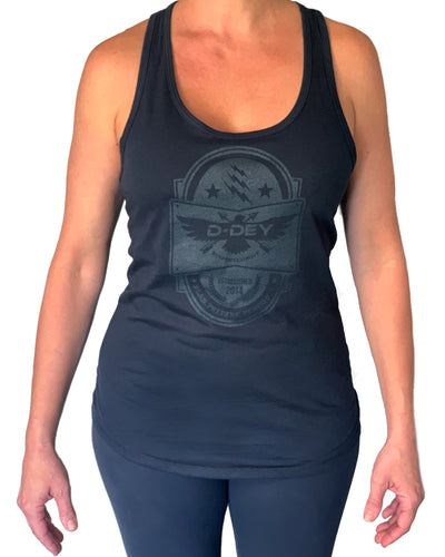 D-Dey Black on Black Crest Women's Tank Top - Soft, Comfortable and Pre-Shrunk