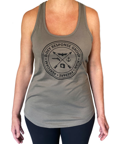 D-Dey Warm Gray Circle and Arrows Women's Tank Top, Soft, Comfortable and Pre-Shrunk