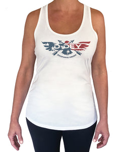 D-Dey Patriotic, White, Women's Tank Top - Soft, Comfortable and Pre-Shrunk